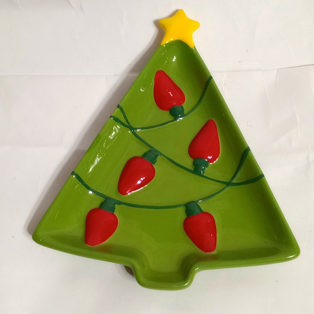 Christmas tree ceramic dish